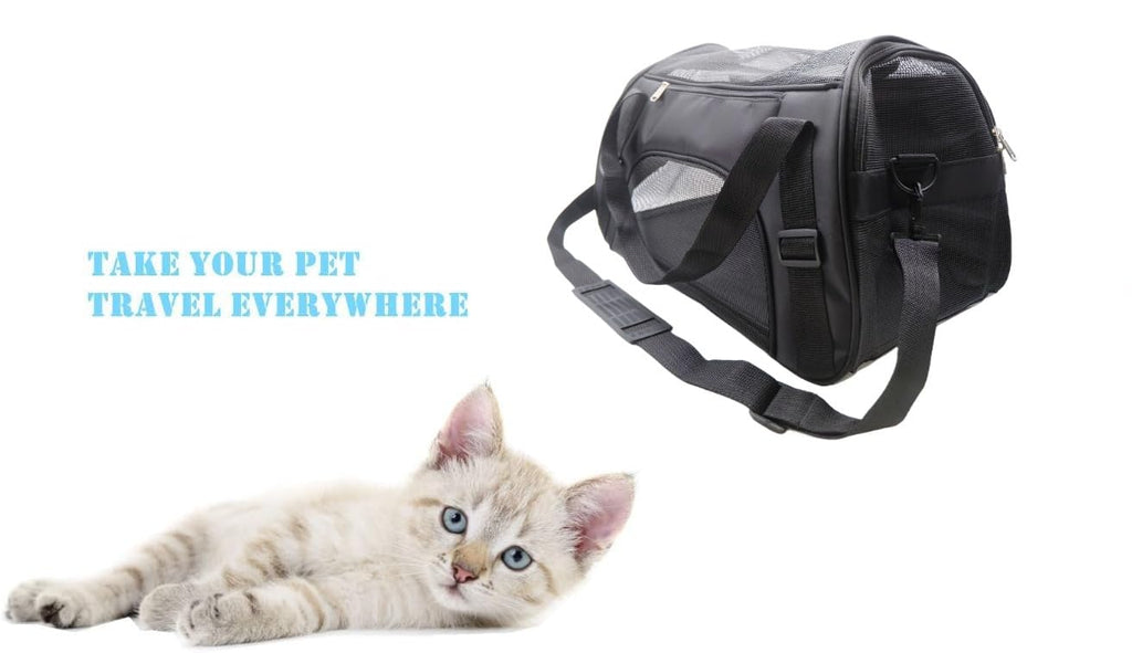 ZaneSun Medium-Black Soft-Sided Cat Carrier - Airline Approved, Lightweight, Foldable