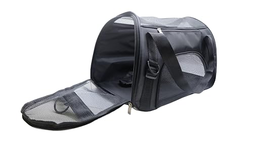 ZaneSun Medium-Black Soft-Sided Cat Carrier - Airline Approved, Lightweight, Foldable
