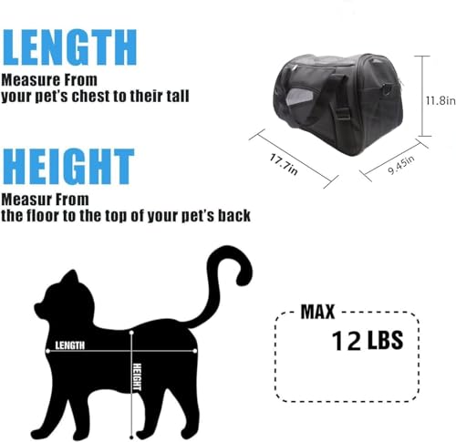 ZaneSun Medium-Black Soft-Sided Cat Carrier - Airline Approved, Lightweight, Foldable