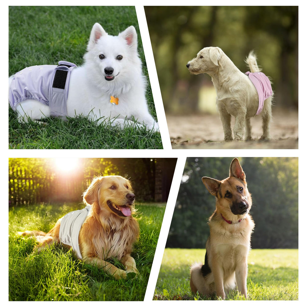 ZINGTERRA 3 Pack Washable Female Dog Diapers - Reusable, Leakproof, Adjustable for Heat & Incontinence - Size S (Newborn-11.5" Waist)