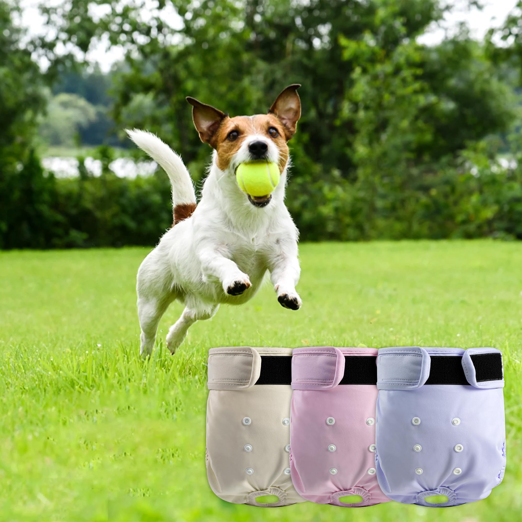ZINGTERRA 3 Pack Washable Female Dog Diapers - Reusable, Leakproof, Adjustable for Heat & Incontinence - Size S (Newborn-11.5" Waist)