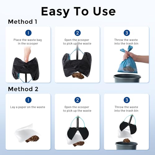 ZOMISIA 32-Inch Pooper Scooper with 30 Waste Bags – Long Handle for Large Dogs, Foldable, Eco-Friendly