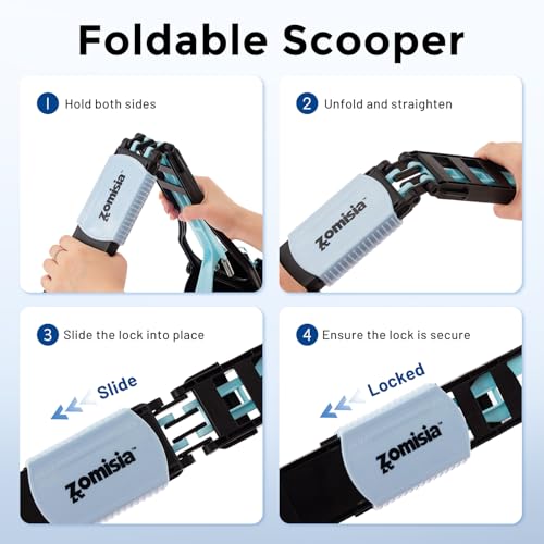 ZOMISIA 32-Inch Pooper Scooper with 30 Waste Bags – Long Handle for Large Dogs, Foldable, Eco-Friendly