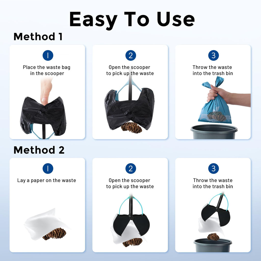 ZOMISIA 32-Inch Pooper Scooper with 30 Waste Bags – Long Handle for Large Dogs, Foldable, Eco-Friendly