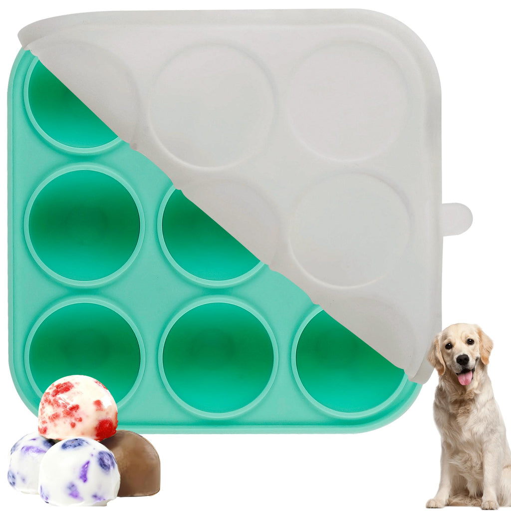 Zorazio 9-Cavity Silicone Dog Treat Mold with Lid – Frozen Popsicle Refill Maker for Large Dogs (Green)