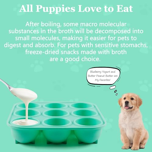 Zorazio 9-Cavity Silicone Dog Treat Mold with Lid – Frozen Popsicle Refill Maker for Large Dogs (Green)