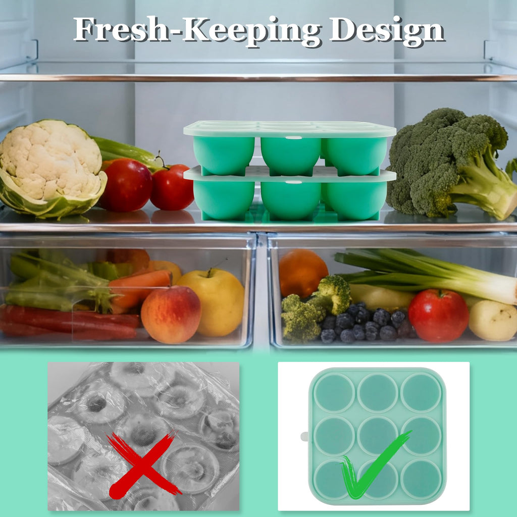 Zorazio 9-Cavity Silicone Dog Treat Mold with Lid – Frozen Popsicle Refill Maker for Large Dogs (Green)
