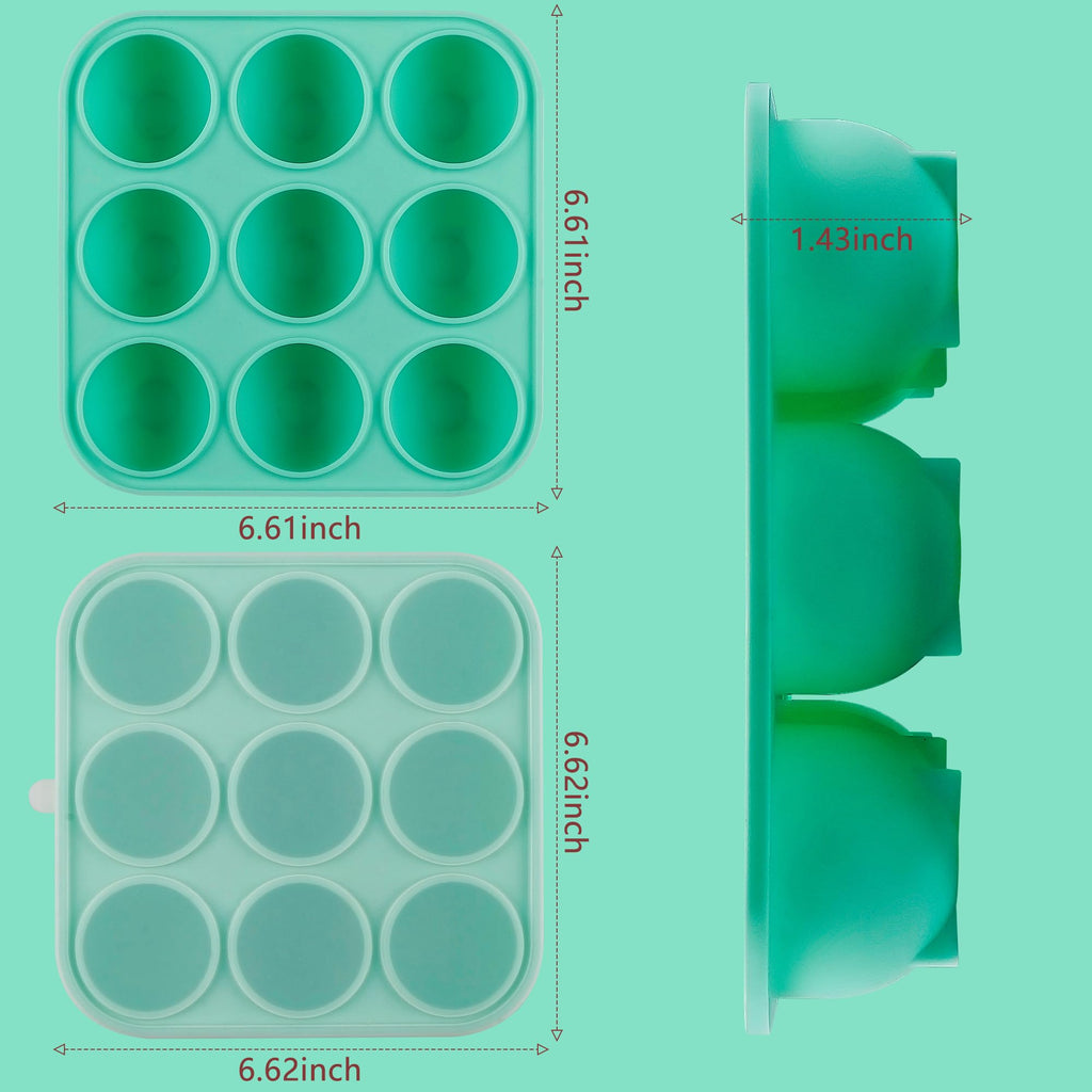 Zorazio 9-Cavity Silicone Dog Treat Mold with Lid – Frozen Popsicle Refill Maker for Large Dogs (Green)