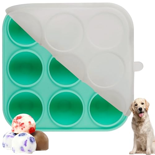 Zorazio 9-Cavity Silicone Dog Treat Mold with Lid – Frozen Popsicle Refill Maker for Large Dogs (Green)