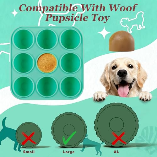 Zorazio 9-Cavity Silicone Dog Treat Mold with Lid – Frozen Popsicle Refill Maker for Large Dogs (Green)