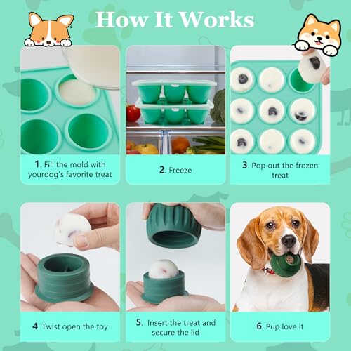 Zorazio Silicone Dog Treat Mold – 9 Cavities with Lid for Woof Pupsicle, Green