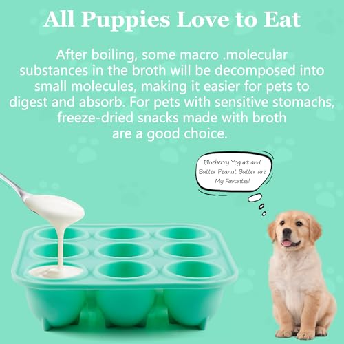 Zorazio Silicone Dog Treat Mold – 9 Cavities with Lid for Woof Pupsicle, Green